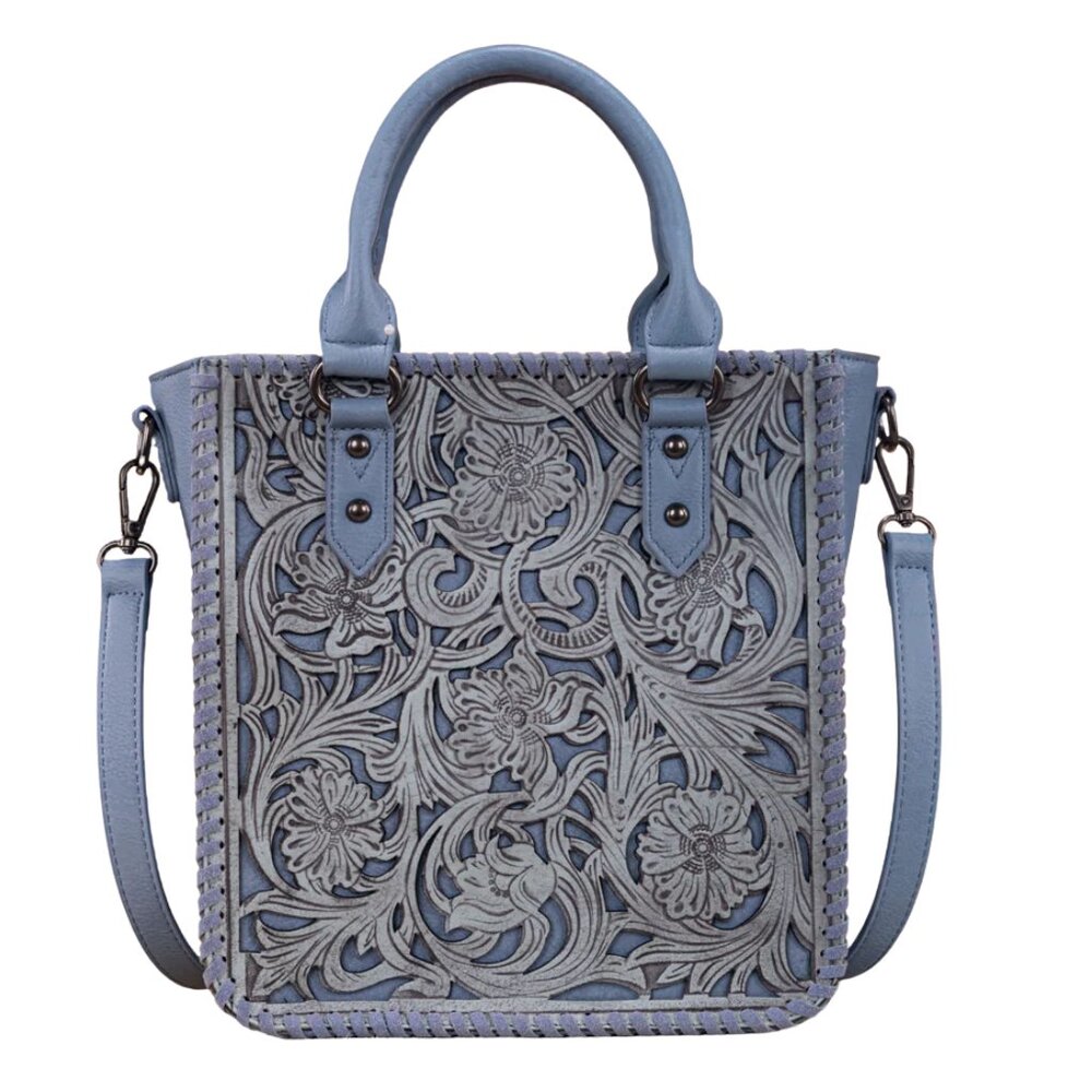 New Trinity Ranch by Montana West Handbag Floral Tote Cross Body Blue Spring